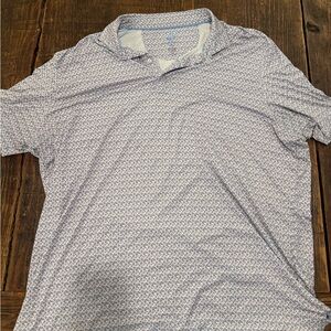 johnnie-O White and Blue Patterned Polo Shirt